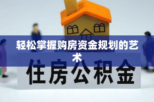 沙洋轻松掌握购房资金规划的艺术