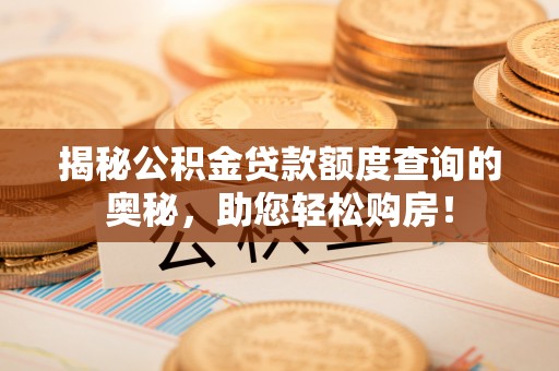 沙洋揭秘公积金贷款额度查询的奥秘，助您轻松购房！