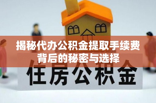 沙洋揭秘代办公积金提取手续费背后的秘密与选择