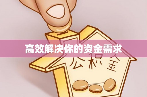 沙洋高效解决你的资金需求